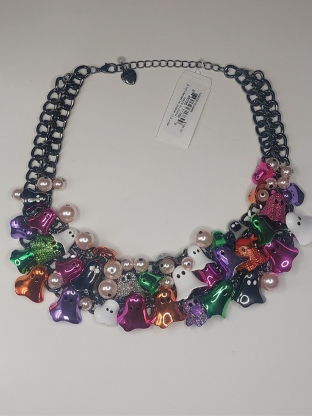 Betsey Johnson Halloween Colorful Ghosts Chunky Bib Statement Necklace - Picture 5 of 16